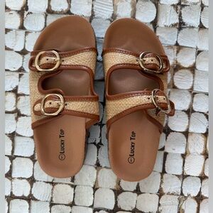 Lucky Top Kids' Brown and Tan Buckle Sandals